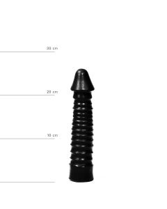 Großer Dildo mit geripptem Schaft - Schwarz