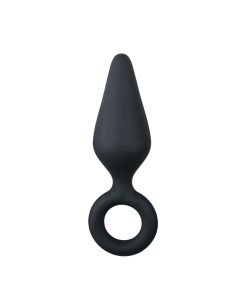 Schwarze Buttplugs mit Zugring - Mittlere Größe