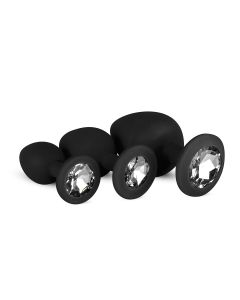 Analplug aus Silikon mit Diamant - Schwarz