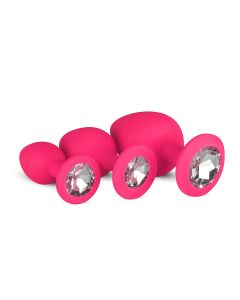 Analplug aus Silikon mit Diamant - pink