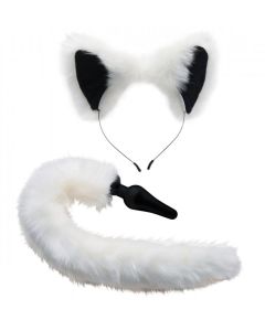 White Fox Set mit Schwanz und Ohren