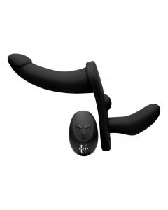 Double Take - Vibrierender Doppel-Umschnalldildo - Schwarz