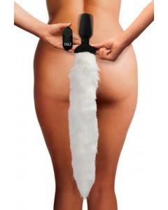 Vibrierender Analplug mit Fox Tail - Weiß