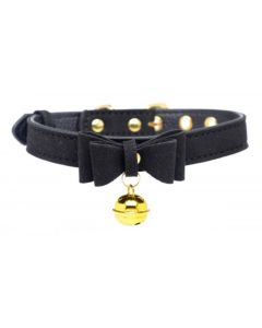 Golden Kitty Halsband mit Katzenglocke - Schwarz/Gold
