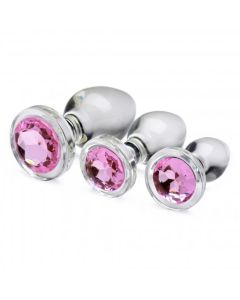 Pink Gem Analplugset aus Glas