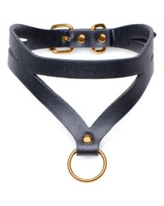 Bondage Baddie Halsband mit O-Ring - Schwarz/Gold