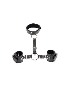 Halsband mit Manschetten Fessel-Set - Schwarz