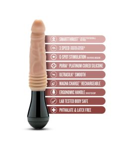 Dr. Skin Silikon - Dr. Knight - Stoßender und vibrierender Dildo - Beige