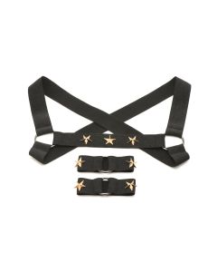 XR Brands - Brustgeschirr mit Armbändern - Schwarz