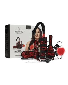 Bedroom Fantasies - Lace & Leather Look - 8-teiliges Bondage Set - Rot