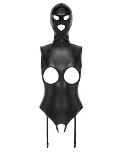 Bad Kitty – Offene Cup Body mit Kopfhaube – Schwarz