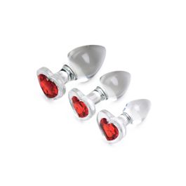 Red Heart Analplugset aus Glas mit Schmuckstein
