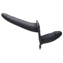 Power Pegger Doppelter Strap-On Vibrator - Schwarz