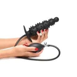 Gerippter aufblasbarer Analdildo - Schwarz