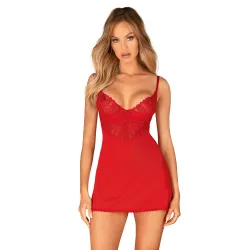 Obsessive - Ingridia Chemise en String - Rood