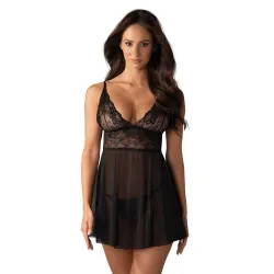 Idillia Babydoll en String - Zwart