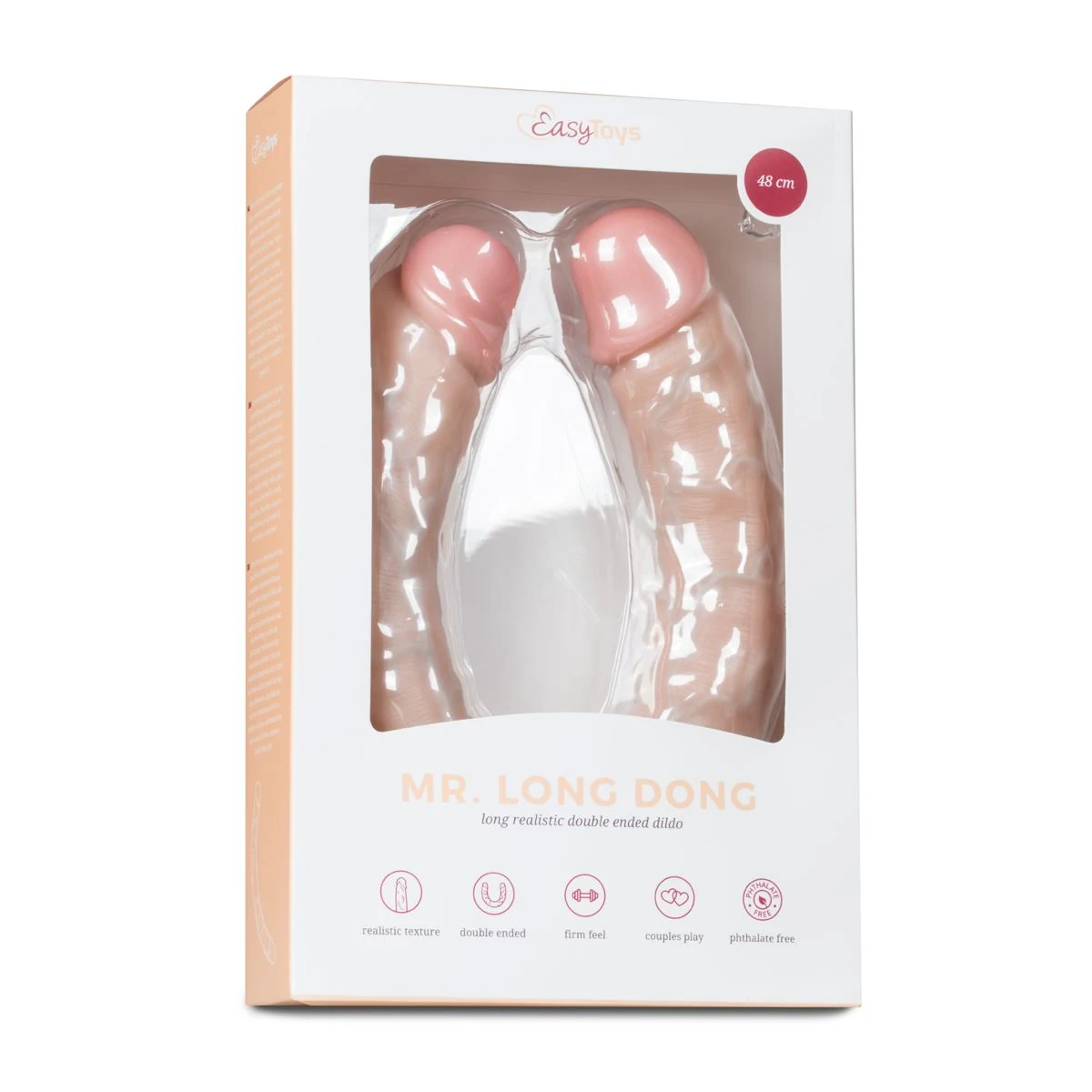 Beiger Doppeldildo mit zwei einsetzbaren Enden für Paare