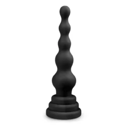 Schwarzer Anal Dildo aus Silikon in Kegelform mit Rippenstruktur, 16,5 cm