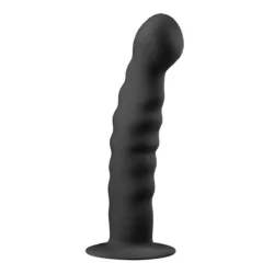 Schwarzer Anal Dildo mit Saugnapf aus Silikon, 14 cm lang