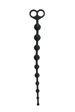 Schwarze Analkugelkette mit 10 Kugeln und praktischem Griff