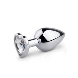 Analplug aus Metall mit Herzkristall in Silber