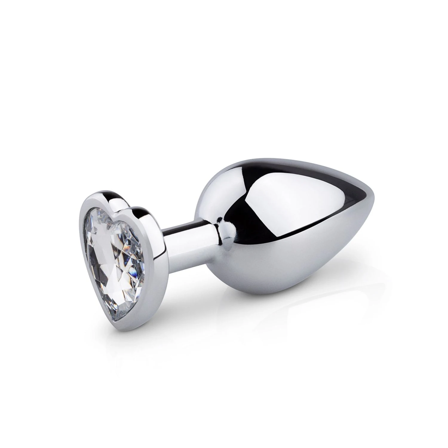 Analplug aus Metall mit Herzkristall in Silber