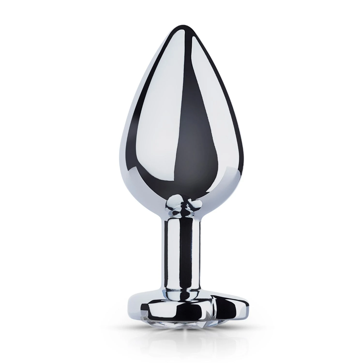 Silberner Butt Plug aus Metall mit flachem Unterteil