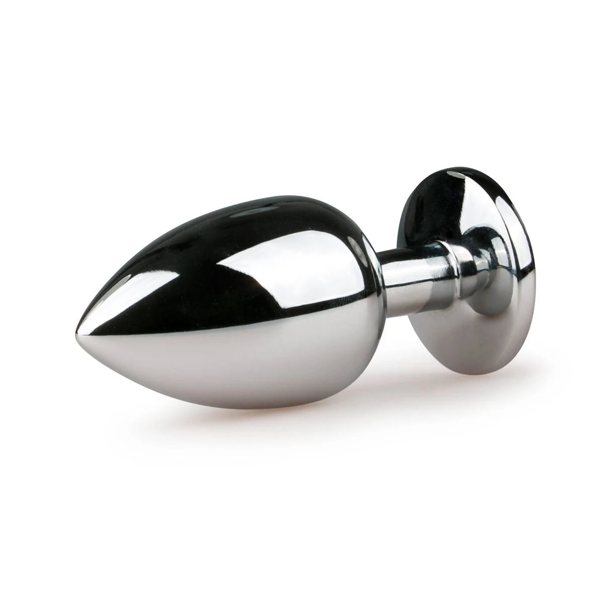 Glänzender Analplug aus Aluminium mit kegelförmigem Körper und Kristall