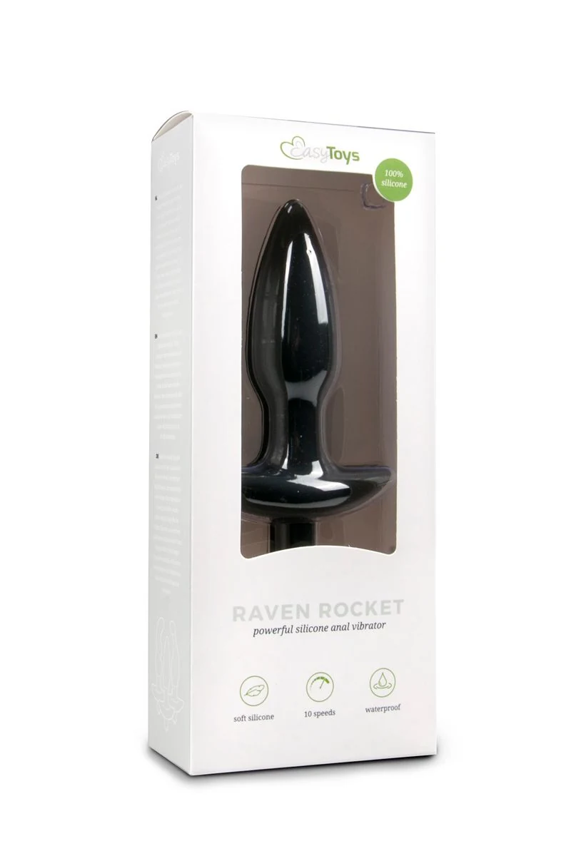 Analvibrator aus schwarzem Silikon mit klassischer Plug-Form und Bullet-Vibrator
