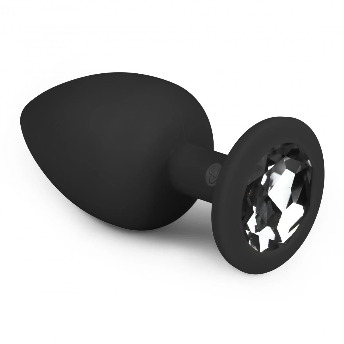 Großer Analplug schwarz aus Silikon mit glänzendem Strass an der Unterseite