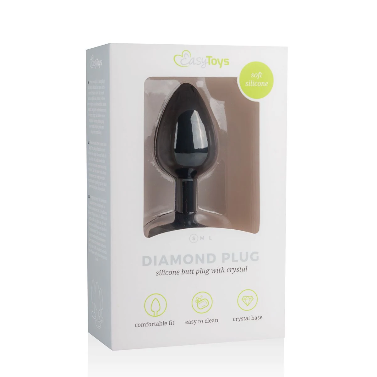 Schwarzer Silikon-Analplug für Beginner mit Strassstein am Sockel