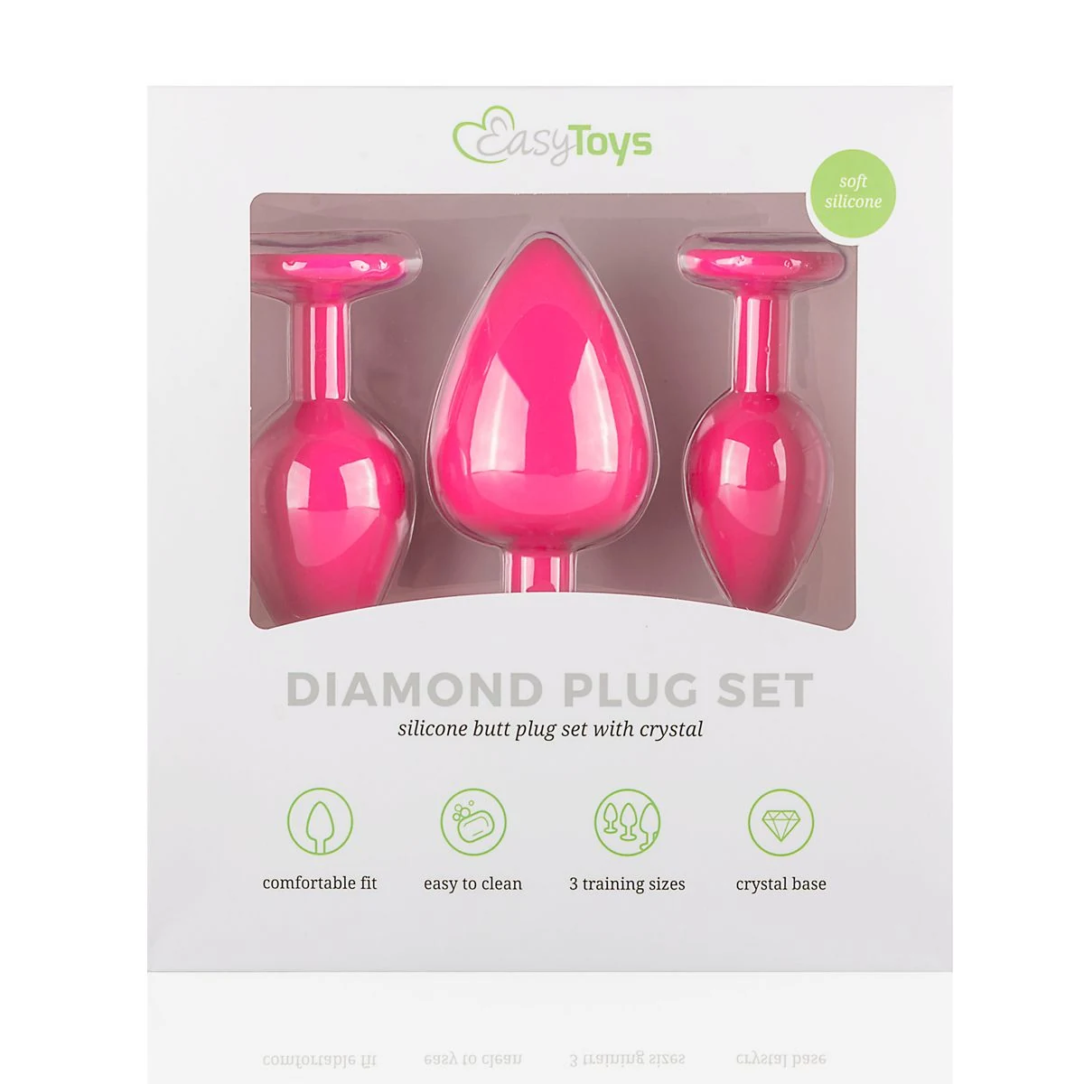 Kleiner, mittlerer und großer Analplug in Rosa mit glänzendem Strassstein