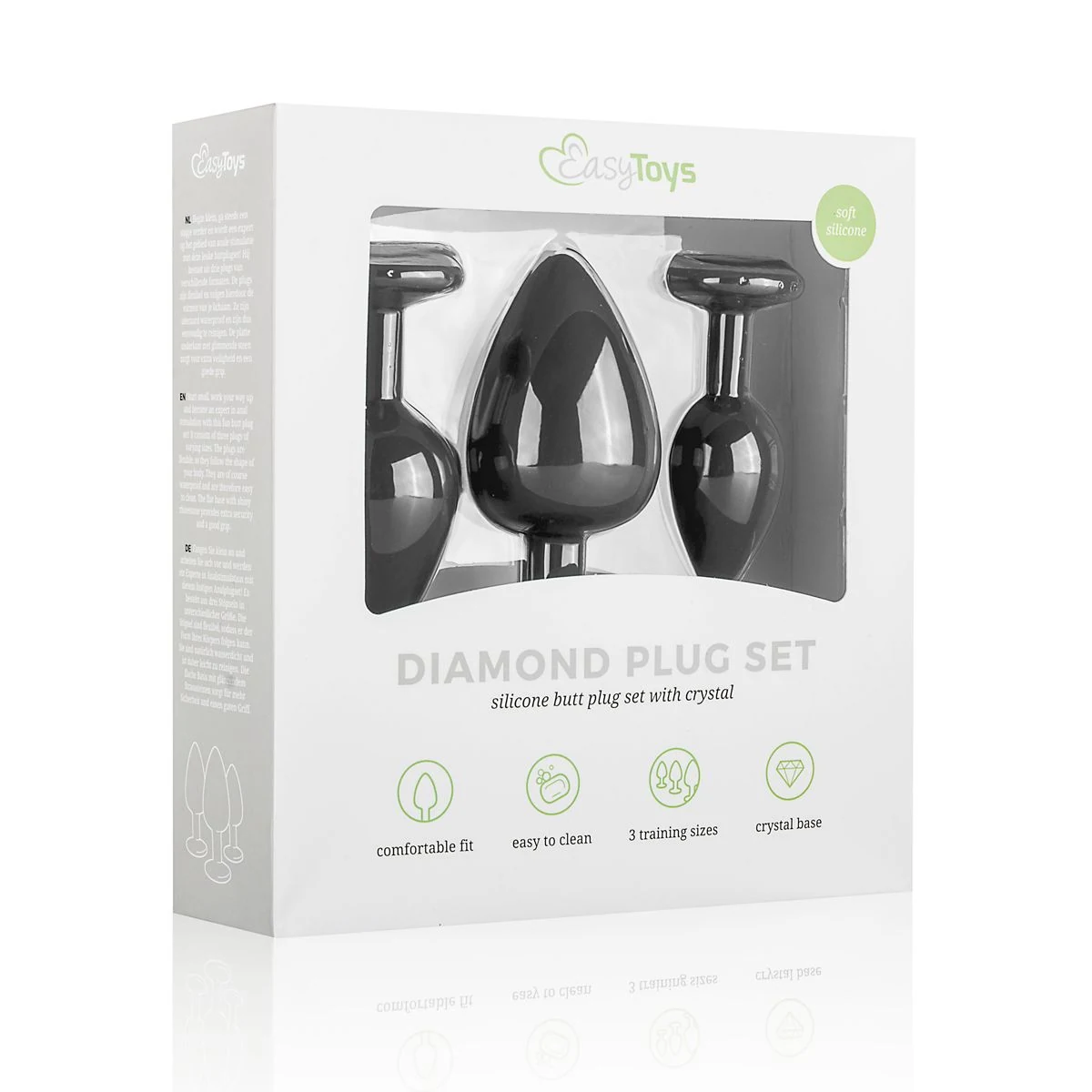 3-teiliges Butt Plug Set in Schwarz mit unterschiedlichen Maßen