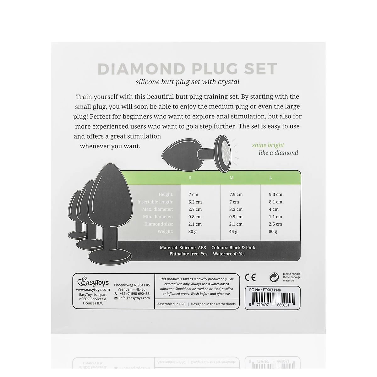 Schwarze Analplugs von Toys Anal Collection mit Strassdetails