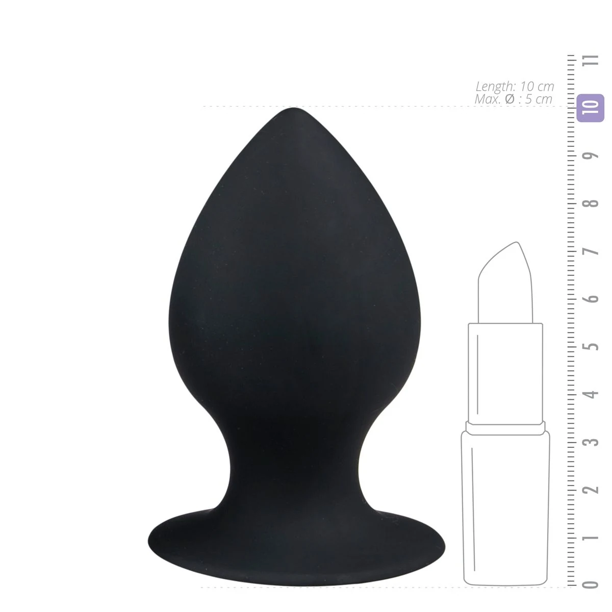 Schwarzer Silikon-Analplug für Anus-Stimulation mit 100 mm Länge