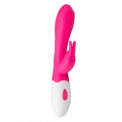 Ascella Vibe Rabbit Vibrator in Rosa mit gebogener Spitze und Klitorisstimulator