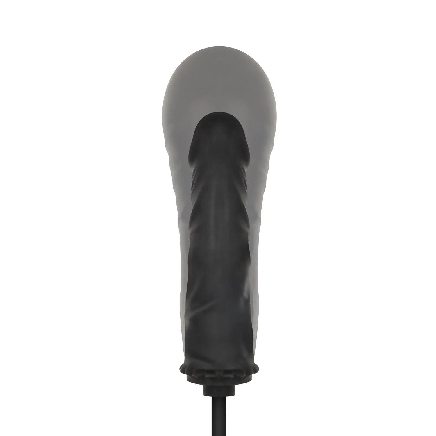 Schwarzer Anal-Dildo mit Pumpe, strukturiertem Schaft und Rundspitze
