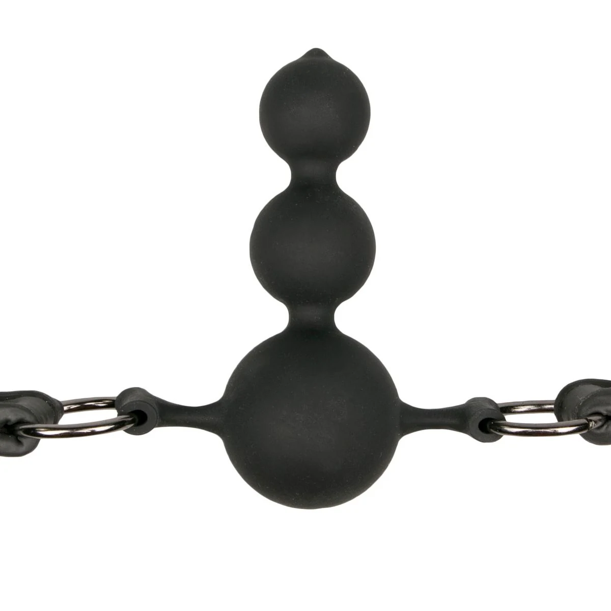 Ballknebel aus Silikon, Metall und Spaltleder in Schwarz