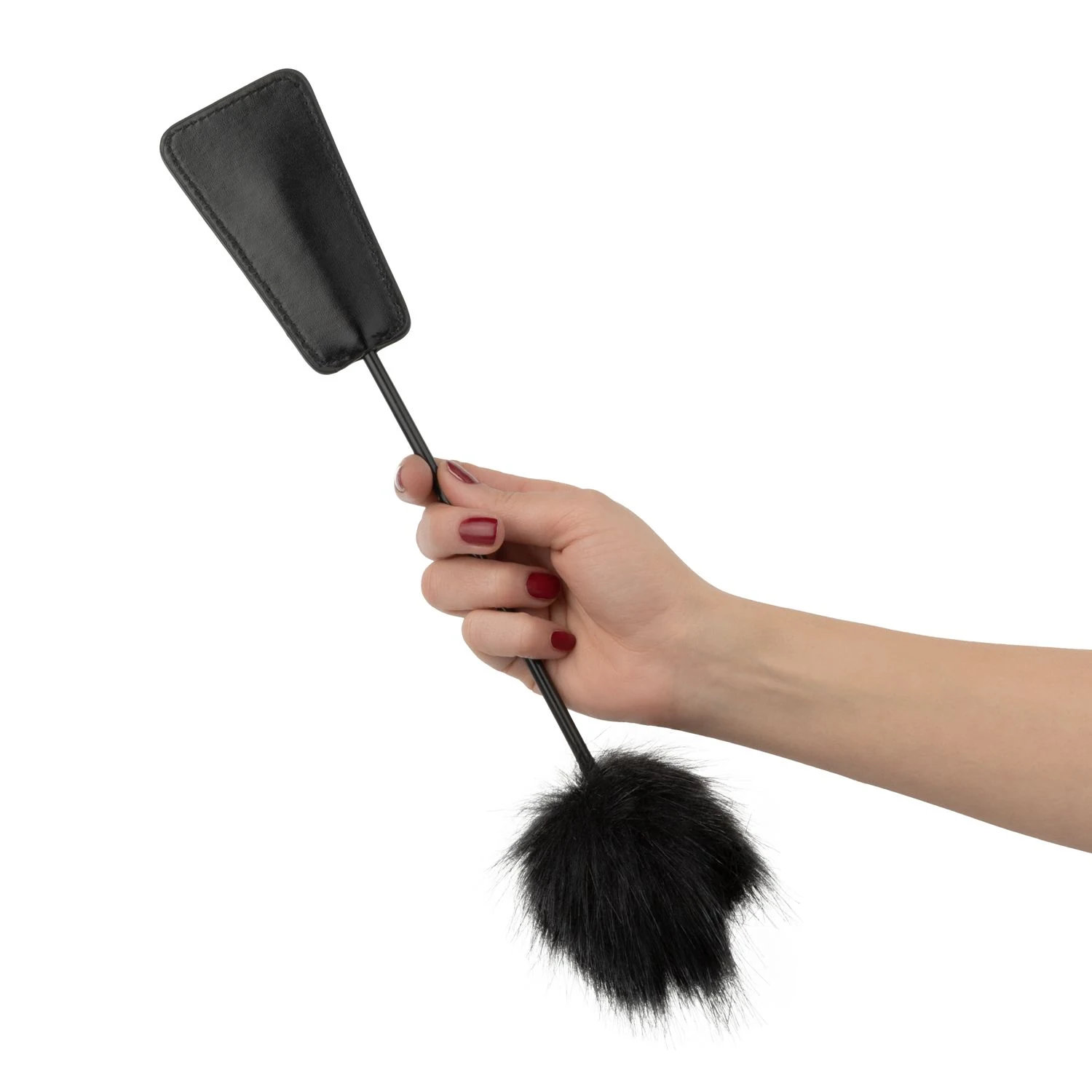 Schwarze 2-in-1 Peitsche mit Federkitzler von Toys Fetish Collection