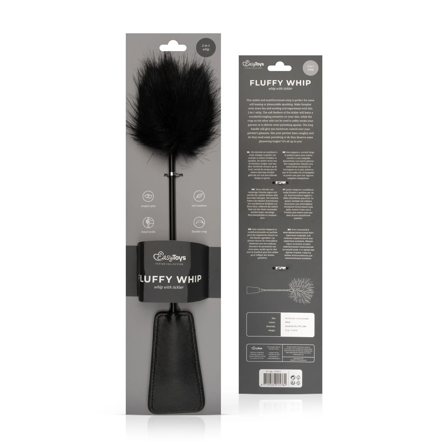 Unisex BDSM Federkitzler Peitsche in Schwarz für Beginner
