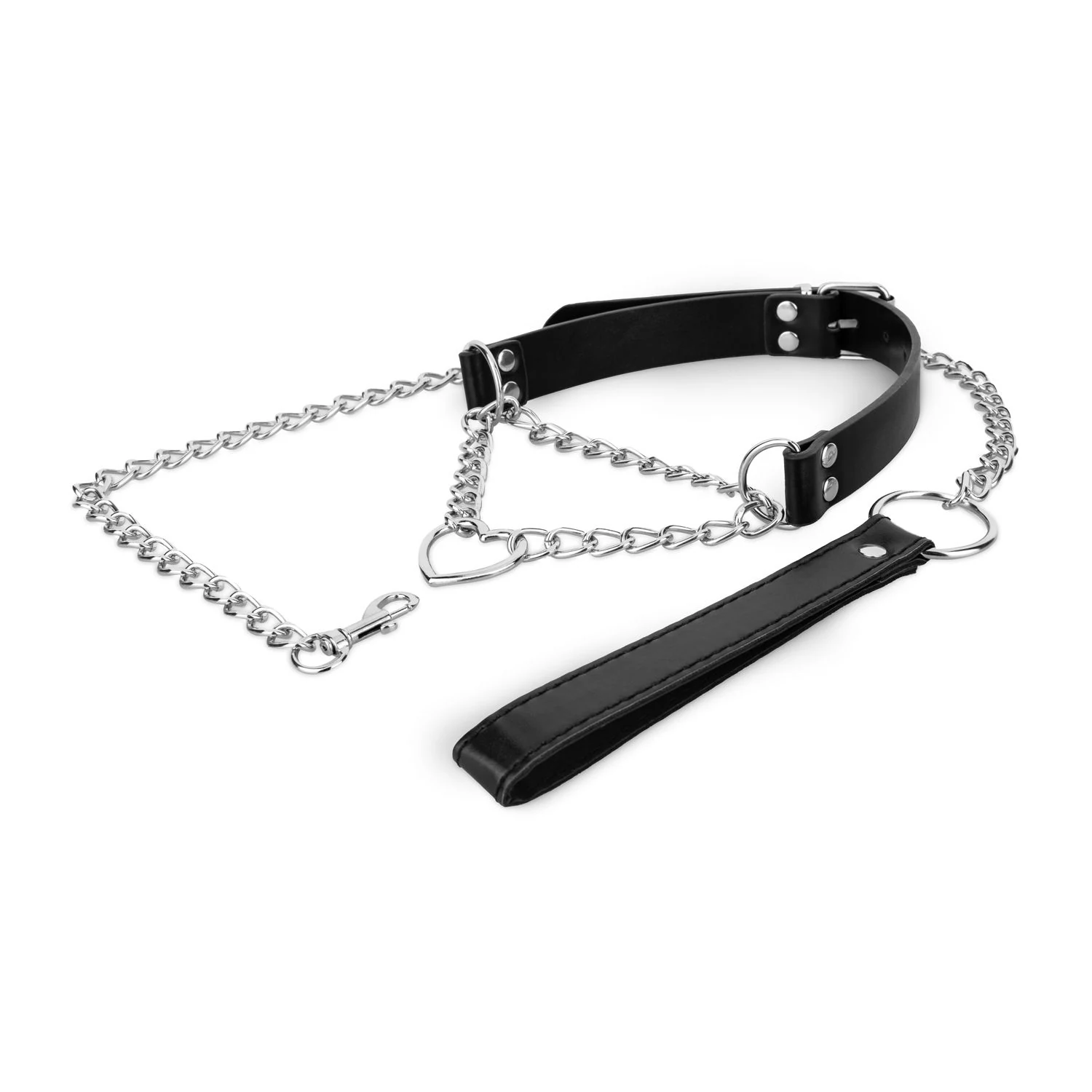 Halsband mit Kette in Silber und Ring zur Befestigung von Zubehör
