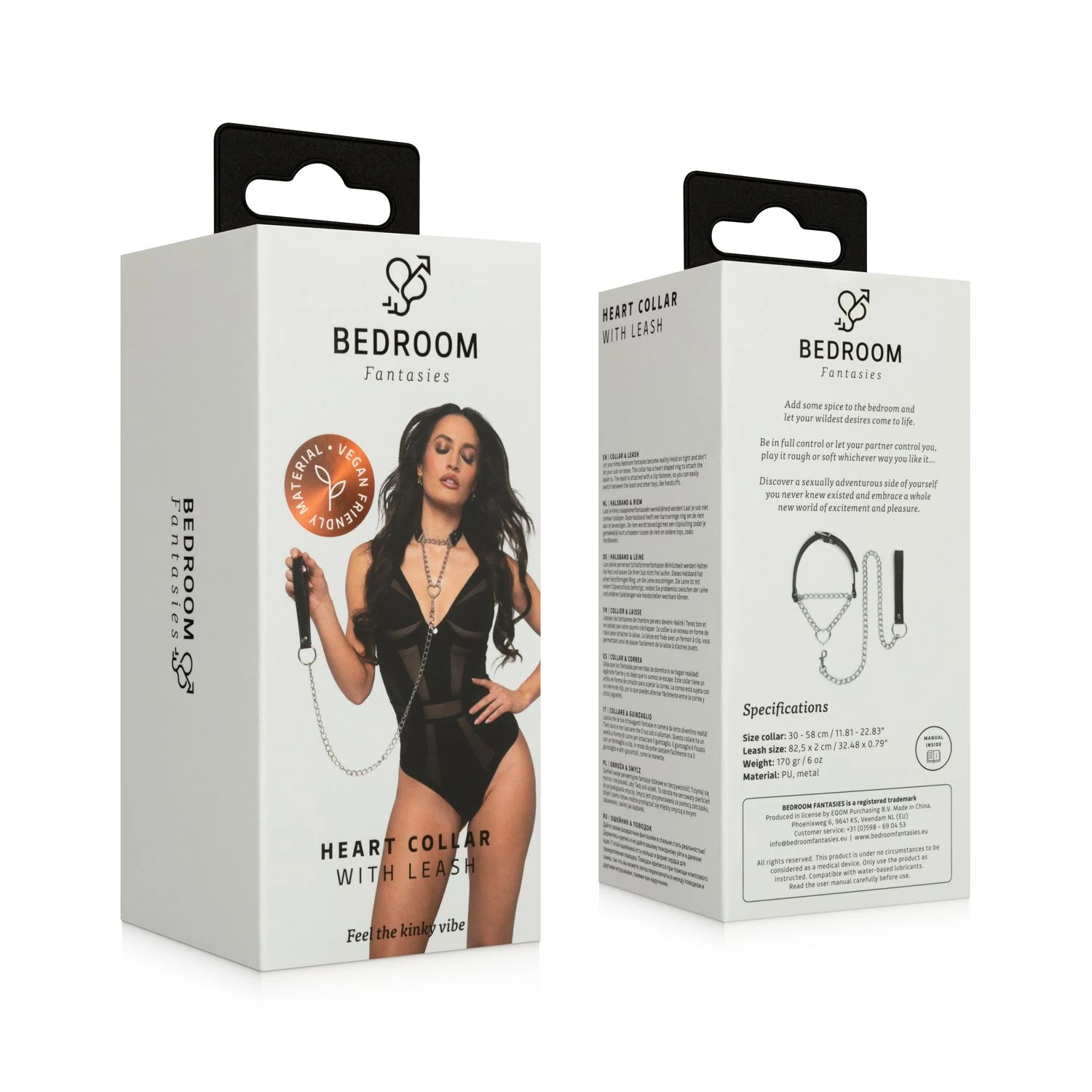 Unisex Halsband mit Kette in Silber für BDSM und Bondage
