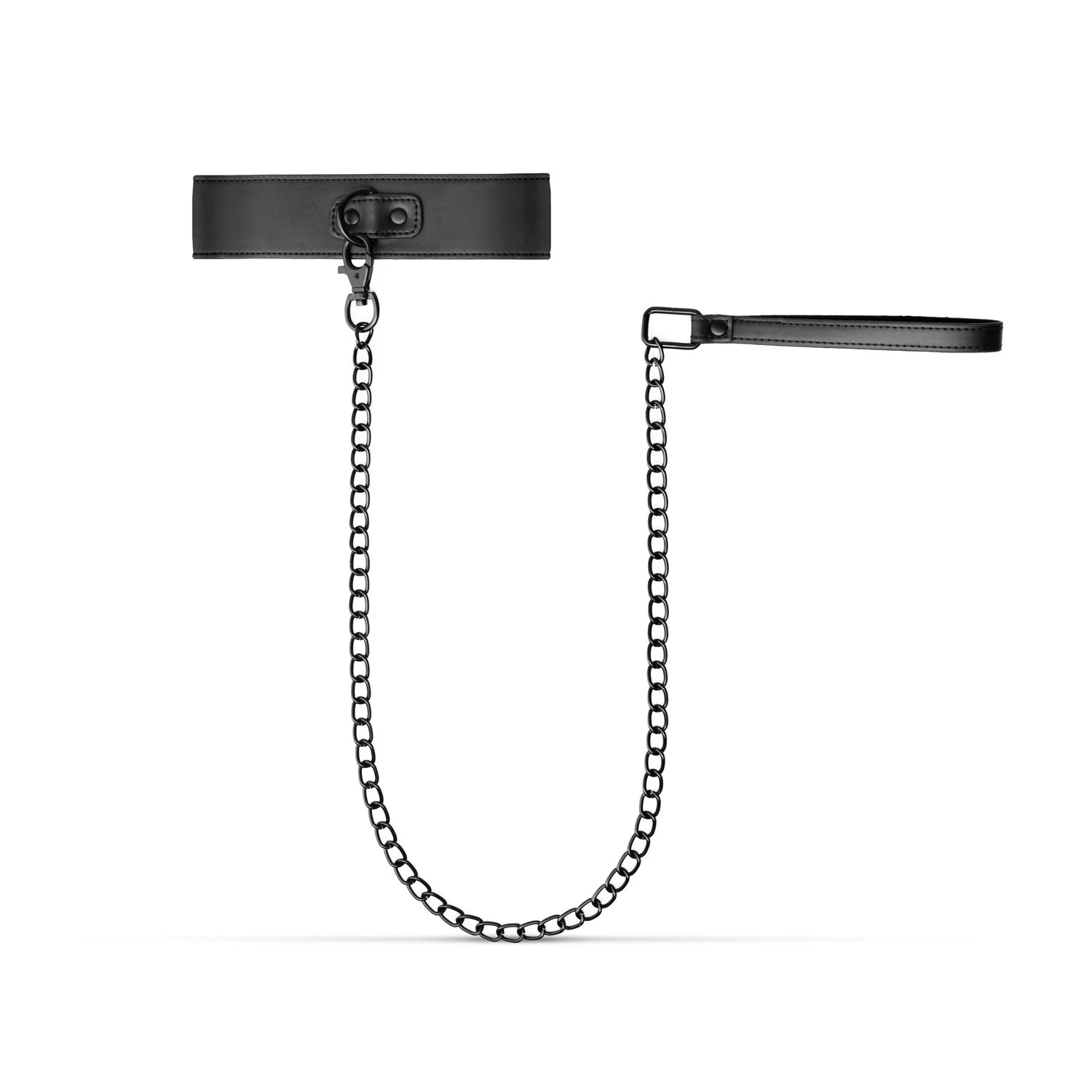 Halsband und Kette in Schwarz und Silber aus Polyurethan und Metall