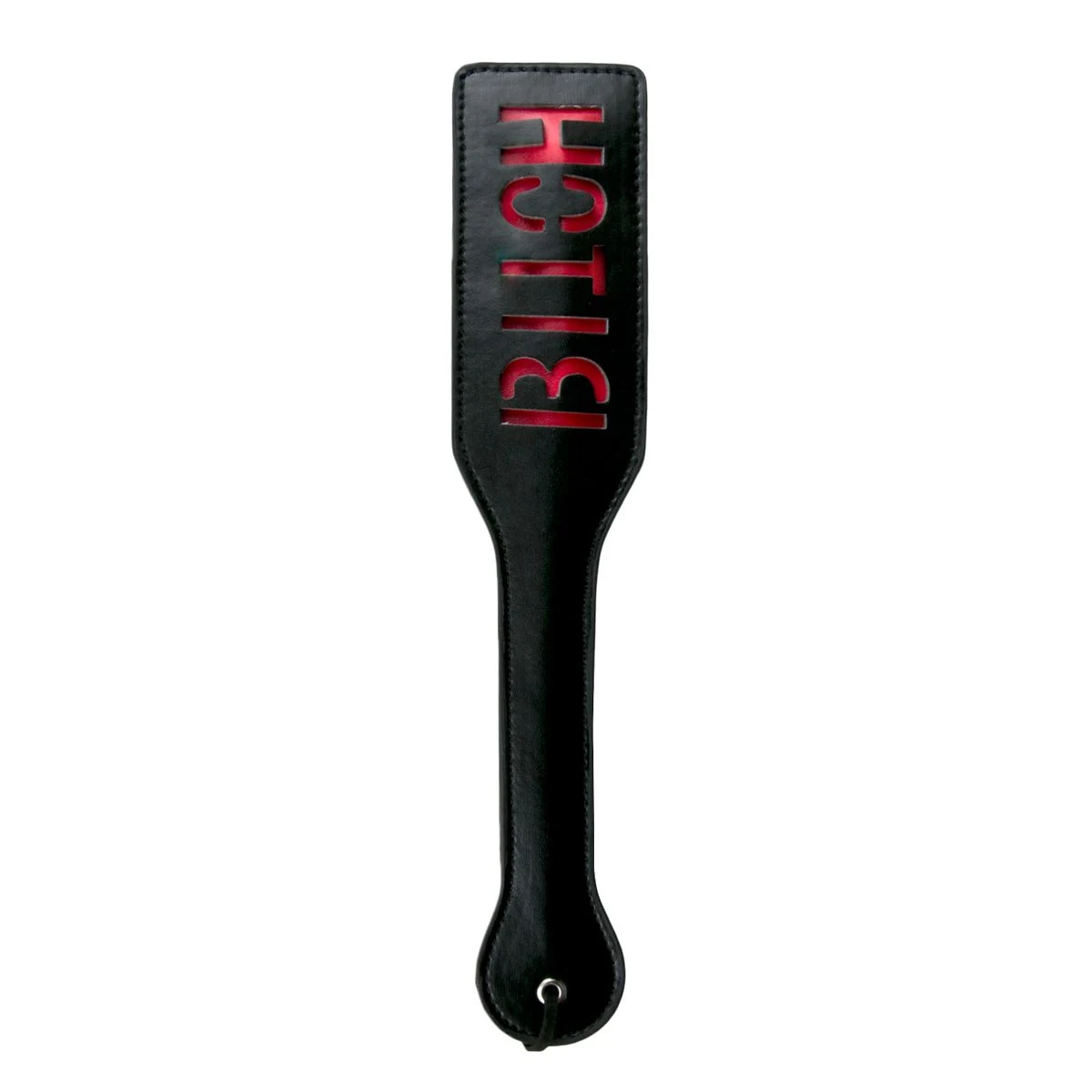 Schwarze BDSM Lederklatsche Bitch von Toys Fetish Collection mit grifffestem, steifem Griff