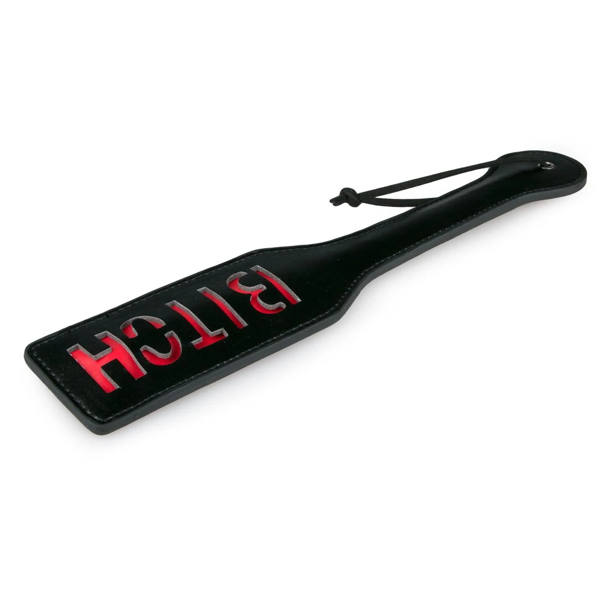 Schwarze Kunstleder-Klatsche Bitch, 325 mm lang, für BDSM und SM Sextoys