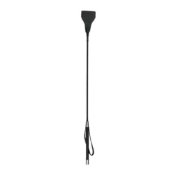 Schwarze BDSM Peitsche aus PU-Leder mit langem Griff und Schlinge, 730 mm