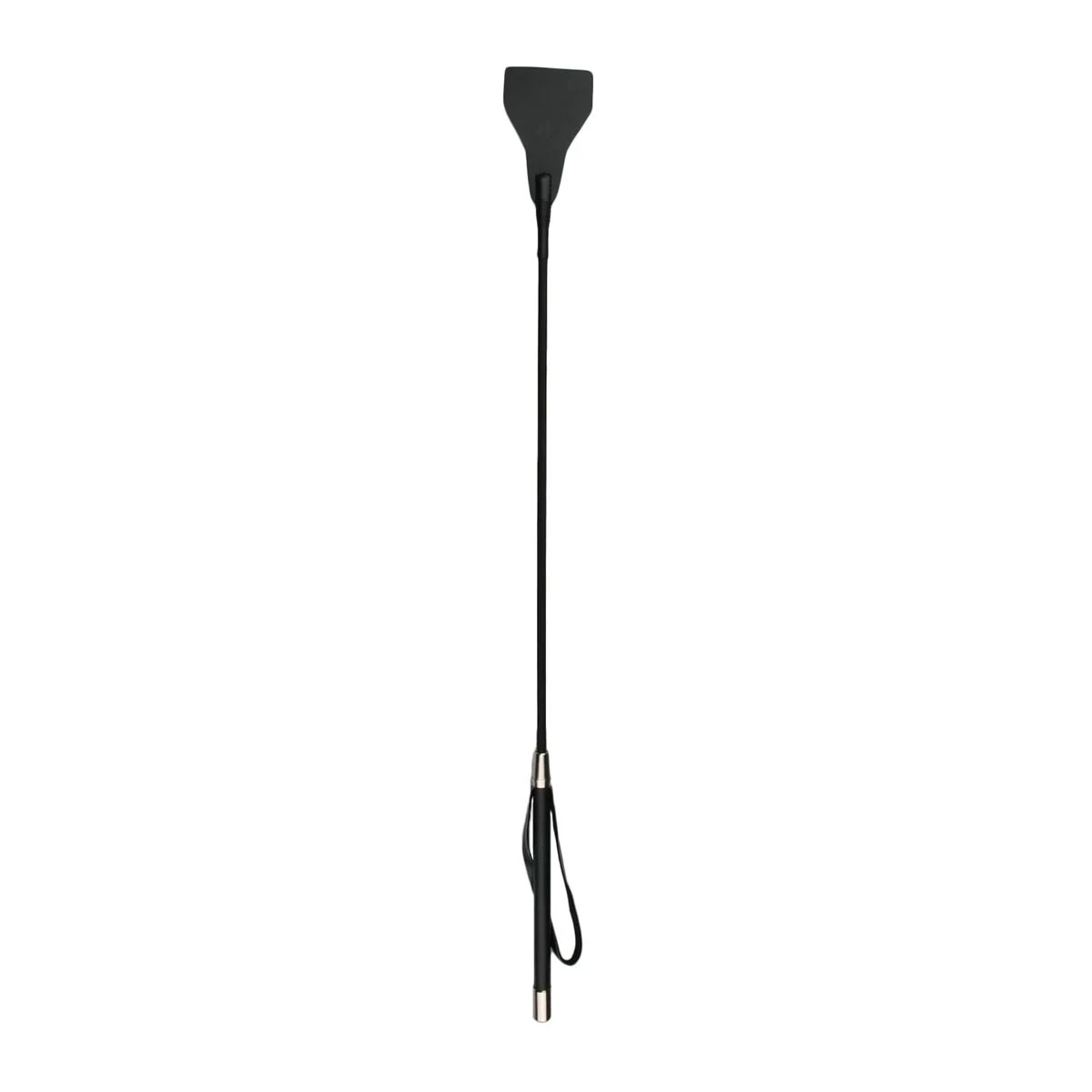 Schwarze BDSM Peitsche aus PU-Leder mit langem Griff und Schlinge, 730 mm