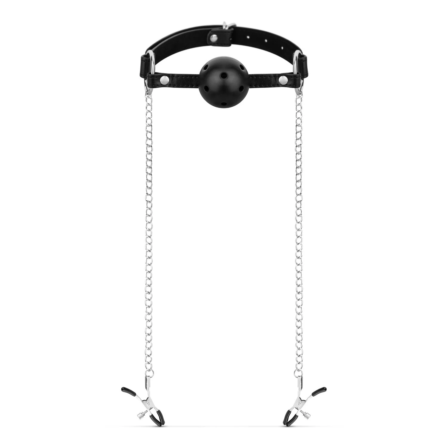 Bedroom Fantasies Set mit Brustwarzenklemmen und Ball-Gag in Silber