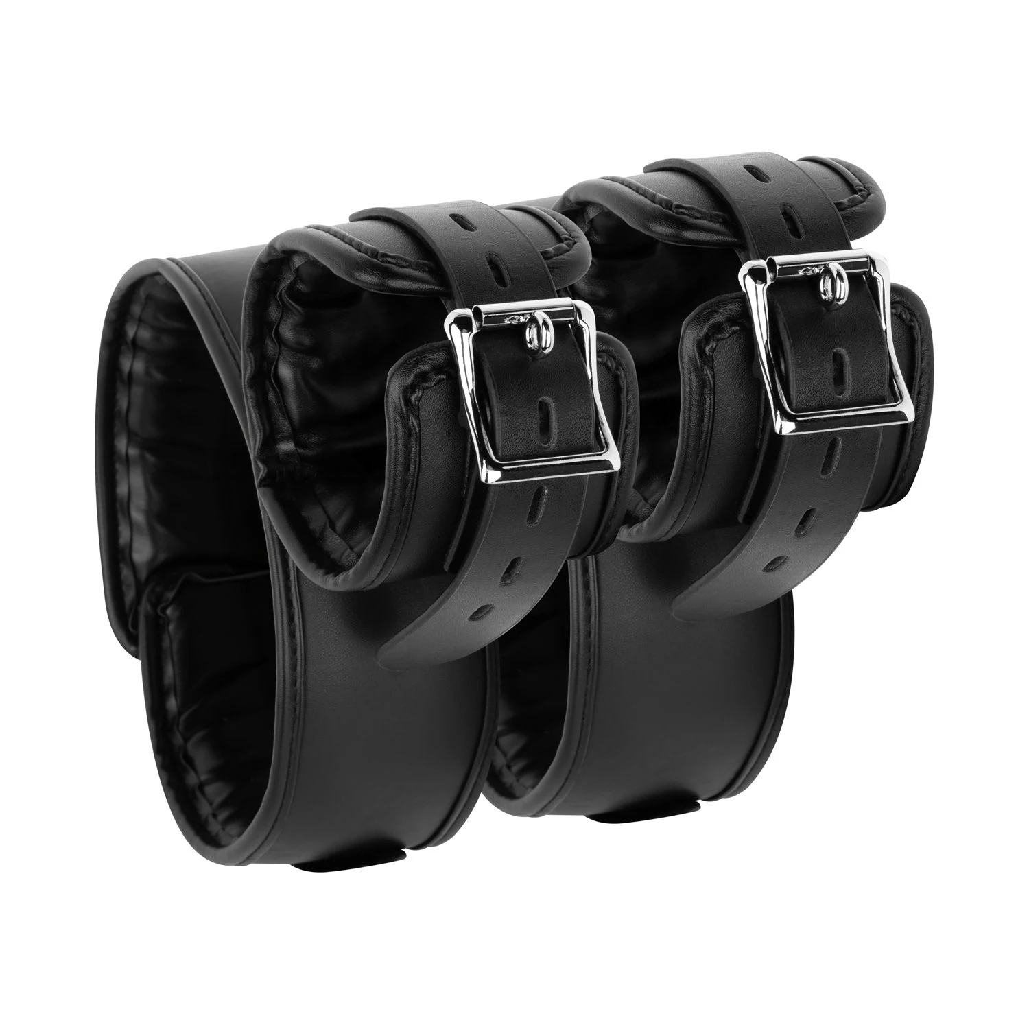 Schwarze Oberschenkel- und Handgelenk-Bondage mit verstellbaren Riemen