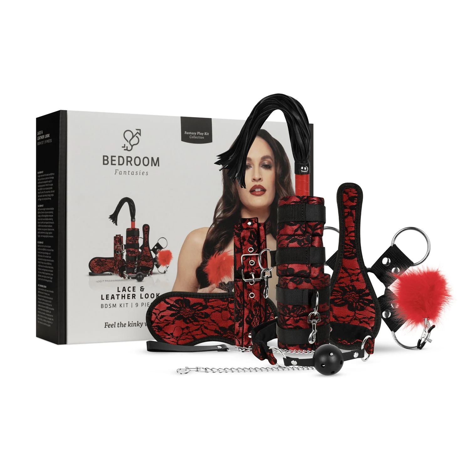 Rotes 8-teiliges Bondage Set von Bedroom Fantasies für BDSM-Einsteiger